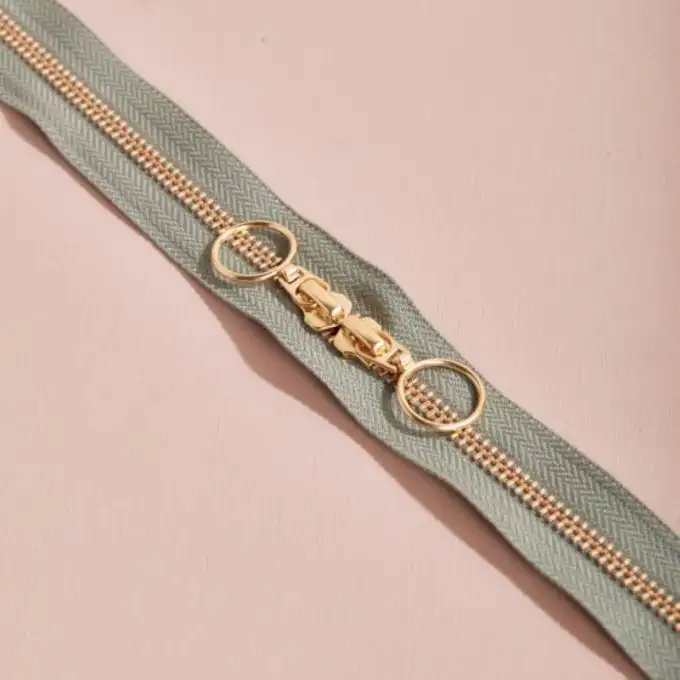 Zip doppio cursore oro 40 cm cedro - Atelier Brunette