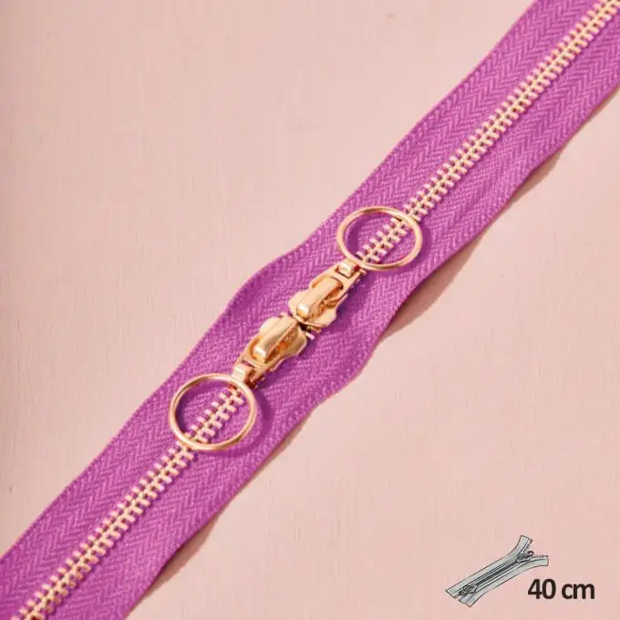 Zip doppio cursore oro 40 cm bubble gum - Atelier Brunette