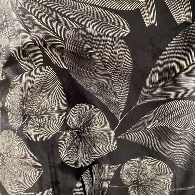 Velluto nero seduta foglie panama ecru - Thevenon