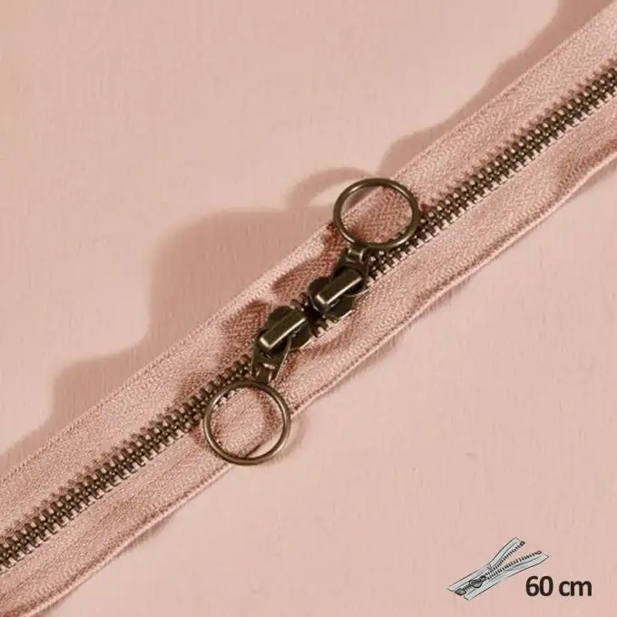 Zip doppio cursore ottone 60 cm acero - Atelier Brunette