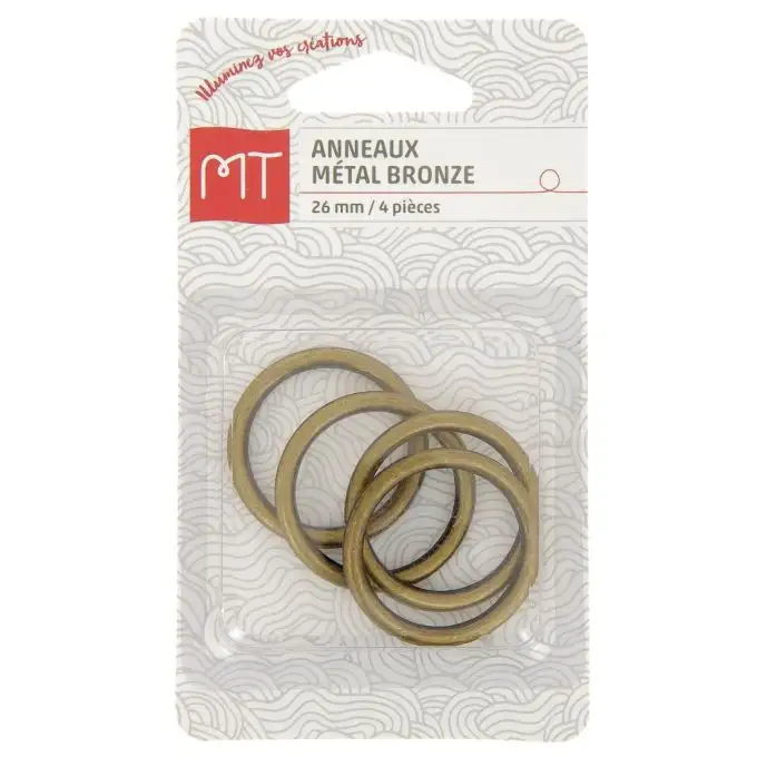 Anelli in metallo 26 mm 4 pezzi bronzo