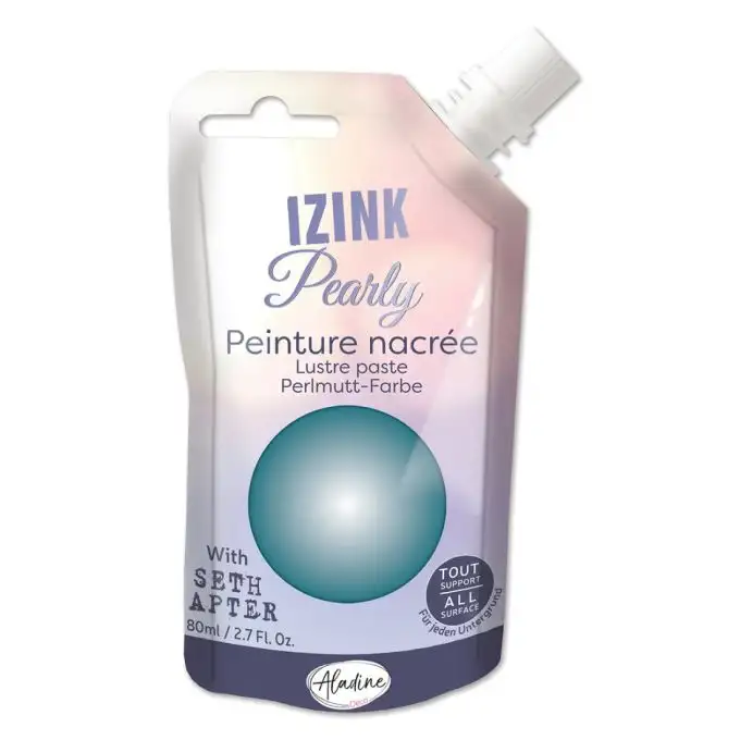 Vernice tessile 3D perlata Izink turchese oceano 80 ml