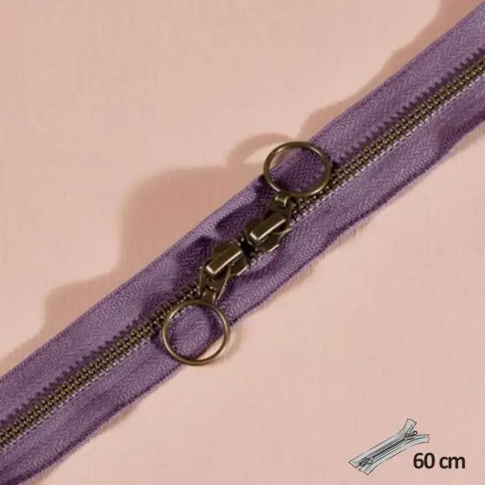 Zip doppio cursore ottone 60 cm divine parma - Atelier Brunette