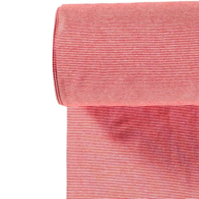 Bordo costina tubolare cotone mini righe rosso e bianco