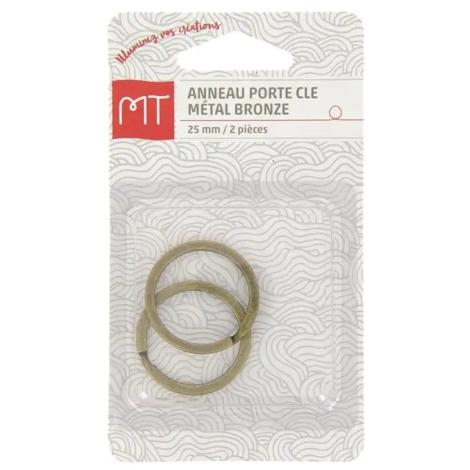 Anello portachiavi 25 mm bronzo 2 pezzi