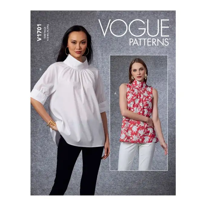 blouse raglan patron vogue 1701a col droit tailles 34 48