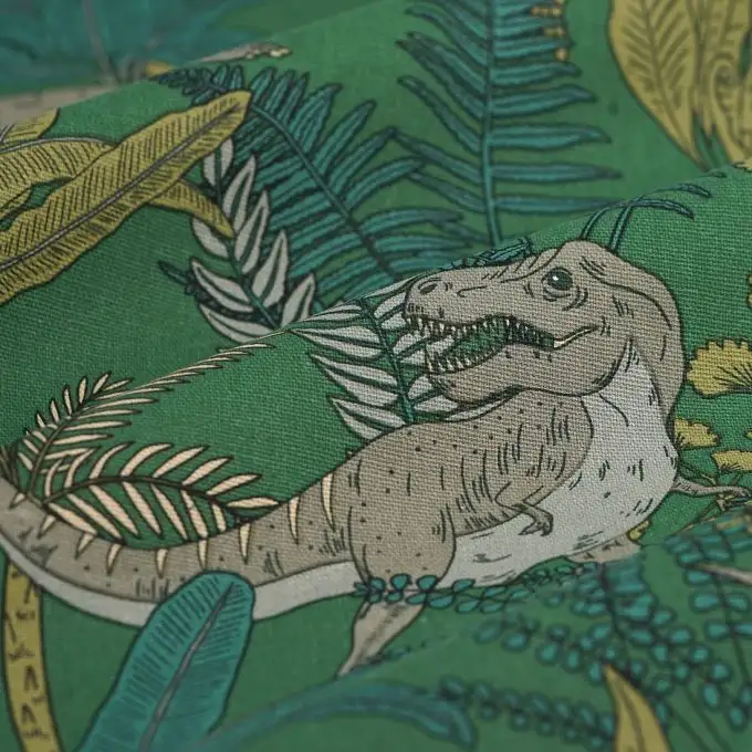 Tessuto cotone spesso dinoland verde