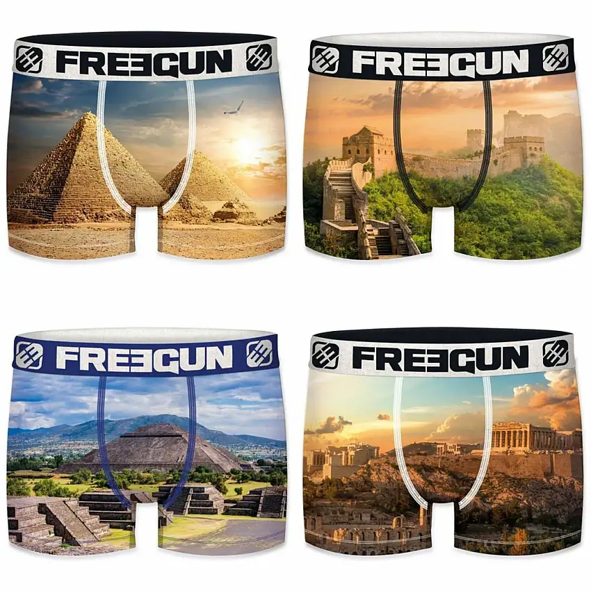 Boxer con stampa paesaggio in poliestere riciclato Freegun (x4)