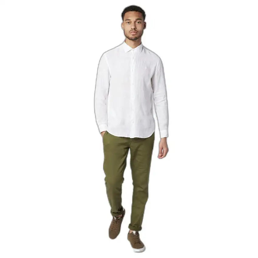 Camicia a maniche lunghe a tinta unita con scollo rotondo Serge Blanco