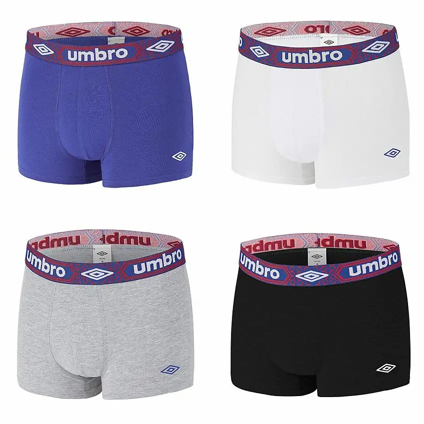 Boxer in cotone tinta unita con cintura Umbro (x4)